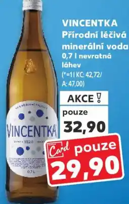 Kaufland VINCENTKA Přírodní léčivá minerální voda nabídka