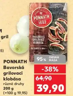 Kaufland PONNATH Bavorská grilovací klobása nabídka