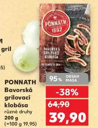 Kaufland PONNATH Bavorská grilovací klobása nabídka