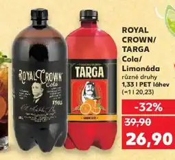 Kaufland ROYAL CROWN/ TARGA Cola/ Limonáda nabídka