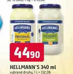 Trefa Hellmann's majonéza, tatarská omáčka 340ml, vybrané druhy nabídka