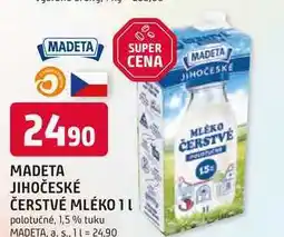 Trefa MADETA JIHOČESKÉ ČERSTVÉ MLÉKO 1l polotučné, 1,5% tuku nabídka