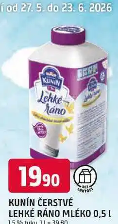 Trefa KUNÍN ČERSTVÉ LEHKÉ RÁNO MLÉKO 0,5 L 15% tuku nabídka