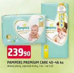 Trefa PAMPERS PREMIUM CARE 40-46 ks dětské pleny, vybrané druhy nabídka