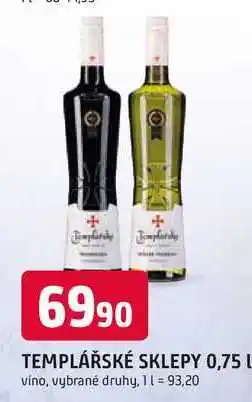 Trefa TEMPLÁŘSKÉ SKLEPY 0,75 L víno, vybrané druhy nabídka