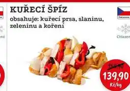 RABBIT řeznictví KUŘECÍ ŠPÍZ obsahuje: kuřecí prsa, slaninu, zeleninu a koření nabídka