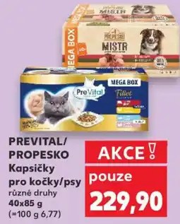 Kaufland PREVITAL/ PROPESKO Kapsičky pro kočky/psy nabídka