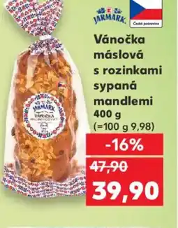 Kaufland Vánočka máslová s rozinkami sypaná mandlemi nabídka