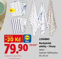 Lidl LIVARNO Kuchyňské utěrky - 3 kusy balení nabídka