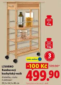 Lidl LIVARNO Bambusový kuchyňský vozík nabídka