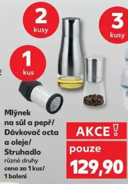Kaufland Mlýnek na sůl a pepř/Dávkovač octa a oleje/Struhadlo nabídka