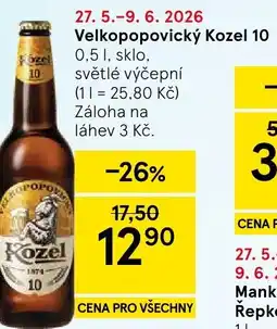 Tesco Velkopopovický Kozel 10 nabídka