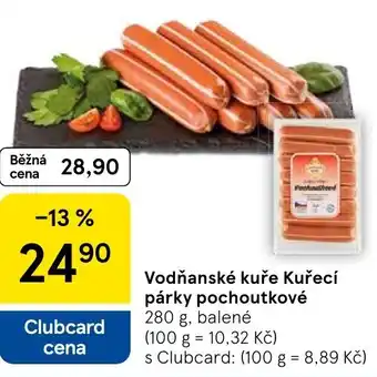 Tesco Vodňanské kuře Kuřecí párky pochoutkové nabídka