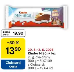 Tesco Kinder Mléčný řez nabídka