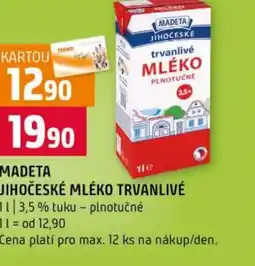 Terno MADETA Jihočeské mléko trvanlivé nabídka