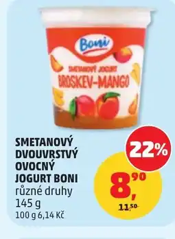 Penny Market Smetanový dvouvrstvý ovocný jogurt boni nabídka
