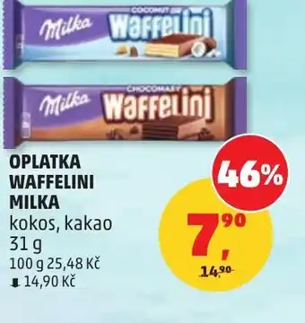 Oplatka waffelini milka kokos, kakao