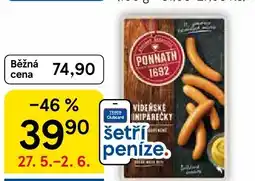 Tesco Ponnath Vídeňské minipárečky Ponnath Vídeňské minipárečky se sýrem nabídka