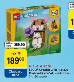 Tesco LEGO® Creator 3-in-1 31376 Roztomilý křeček s květinou 7+, 166 kostek nabídka