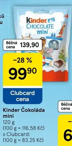 Tesco Kinder Čokoláda mini nabídka