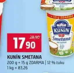 Terno KUNIN Smetana ne voren 200 g + 15 g 12% tuku nabídka