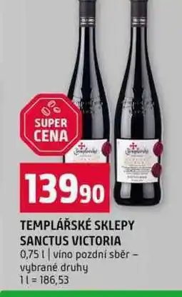 Terno TEMPLÁŘSKÉ SKLEPY SANCTUS VICTORIA 0,75l víno pozdní sběr vybrané druhy nabídka