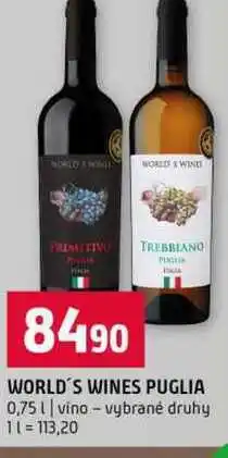 Terno WORLD'S WINES PUGLIA 0,75l víno vybrané druhy nabídka