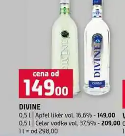 Terno DIVINE 0,5l Apfel likér vol. 16,6% 0,5l Celar vodka vol. 37,5% nabídka