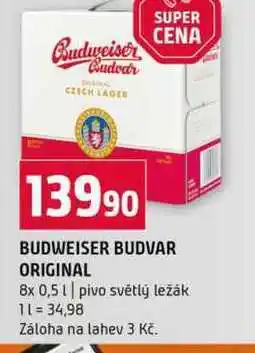 Terno BUDVAR ORIGINAL 8x 0,5l pivo světlý ležák nabídka