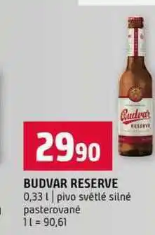 Terno BUDVAR RESERVE 0,33l pivo světlé silné pasterované nabídka