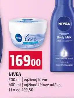 Terno NIVEA 200 ml výživný krém 400 ml výživné tělové mléko nabídka