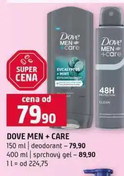Terno DOVE MEN + CARE 150 ml deodorant 400 ml sprchový gel nabídka