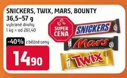 Terno SNICKERS, TWIX, MARS, BOUNTY 36,5-57 g vybrané druhy nabídka