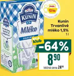 Billa Kunín Trvanlivé mléko 1,5% nabídka
