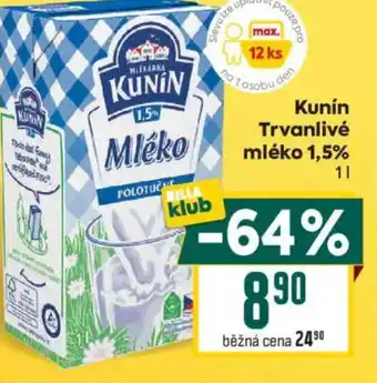Billa Kunín Trvanlivé mléko 1,5% nabídka
