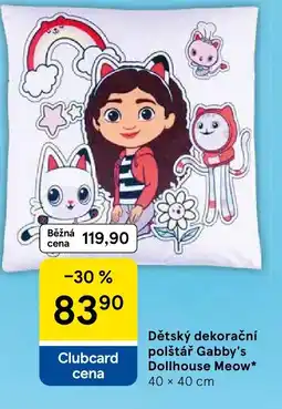 Tesco Dětský dekorační polštář Gabby's Dollhouse Meow nabídka