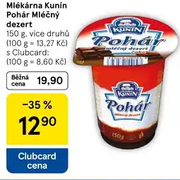 Tesco Mlékárna Kunín Pohár Mléčný dezert nabídka