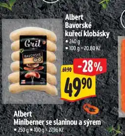 Albert Albert Bavorské kuřecí klobásky nabídka