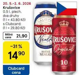 Tesco Krušovice, 0.5 l, plech nabídka