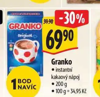 Albert Granko instantní kakaový nápoj nabídka