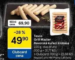 Tesco Tesco Grill Master Bavorská kuřecí klobása, 220 g, dva druhy nabídka