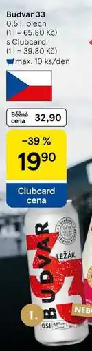 Tesco Budvar 33, 0.5 l, plech nabídka