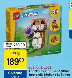 Tesco LEGO Creator 3-in-1 31376 Roztomilý křeček s květinou 7+, 166 kostek nabídka