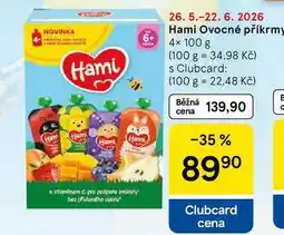 Tesco Hami Ovocné příkrmy, 4× nabídka