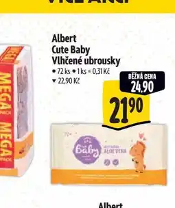 Albert Albert Cute Baby Vlhčené ubrousky 72 ks nabídka
