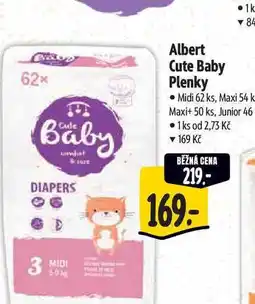 Albert Albert Cute Baby Plenky Midi 62 ks, Maxi 54 k Maxi+ 50 ks, Junior 46 nabídka