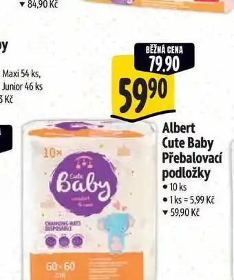 Albert Albert Cute Baby Přebalovací podložky 10 ks nabídka