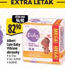Albert Albert Cute Baby Vlhčené ubrousky 4×72 ks nabídka