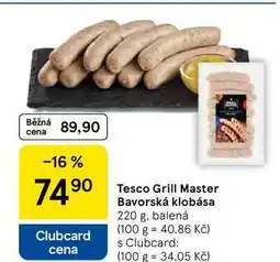 Tesco Tesco Grill Master Bavorská klobása, 220 g, balená nabídka