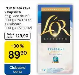 Tesco L'OR Mletá káva v kapslích, 52 g, více druhů nabídka